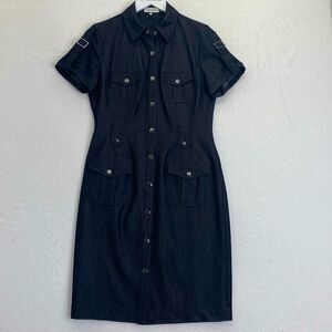 Calvin Klein Military Safari Style Shirt Dress